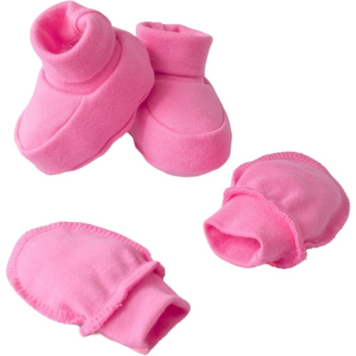 Комплект для новорожденных KinDerLitto «Цветочный сад. Ягодно розовый», 2 предмета: анти-царапки и пинетки