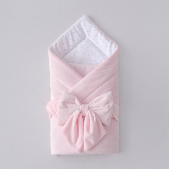 Одеяло на выписку демисезонное KinDerLitto «Конфетти», с бантом на резинке, 90х90 см, цвет розовый