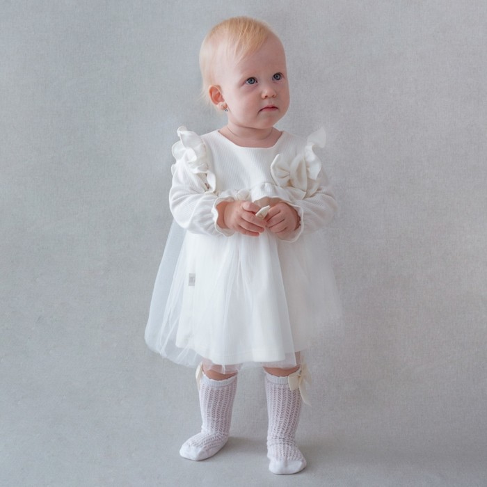Платье для девочки KinDerLitto «Прованс», рост 74-80 см, цвет молочный