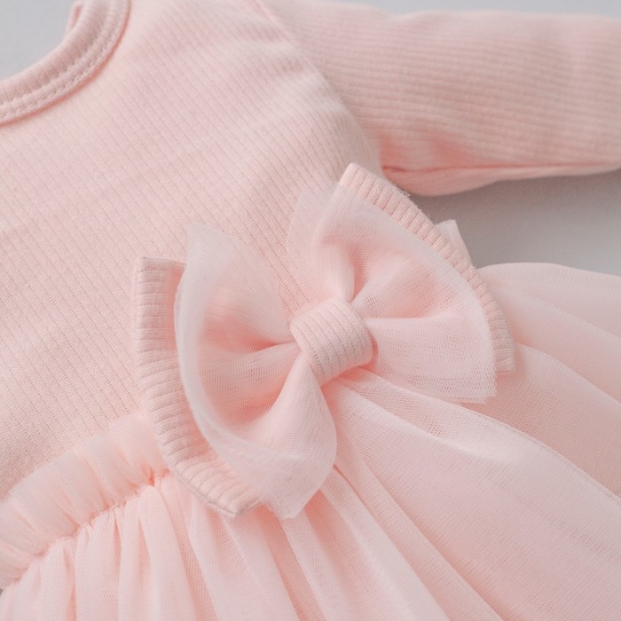 Платье-боди для девочки KinDerLitto «Новый болеро», с повязкой на голову, рост 56-62 см, цвет светло-розовый