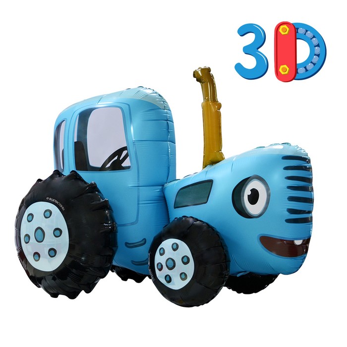 Фольгированный шар 28 «3D Синий Трактор», фигура шар фольгированный 28 облако фигура