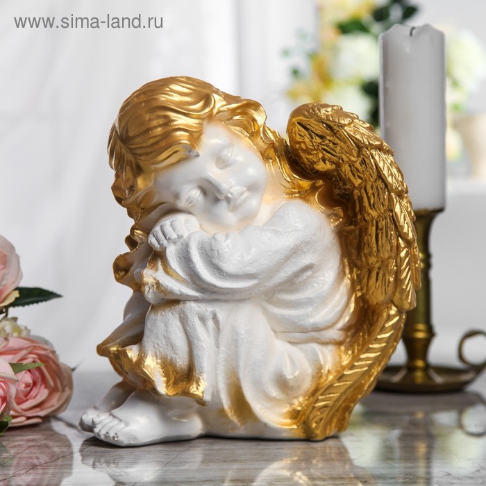 

Сувенир "Спящий ангел" белый с золотом, 26 см