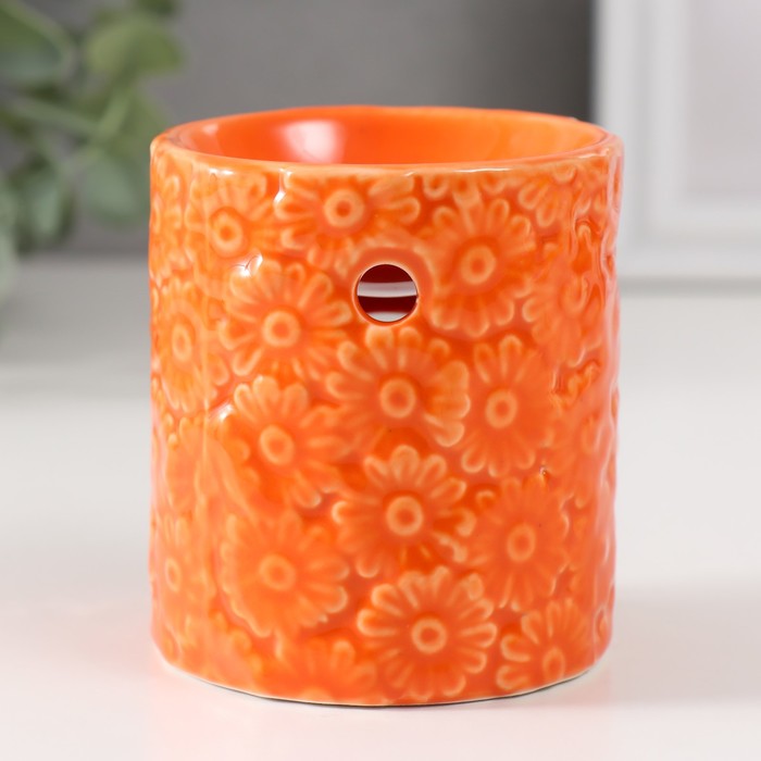 Аромалампа керамика Ромашки оранжевая 6,7х6,7х7,5 см аромалампа домик 10 см керамика