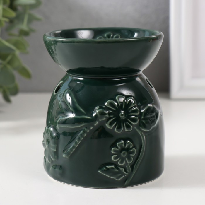 цена Аромалампа керамика Стрекоза на цветкезелёная 7,2х7,2х8,3 см