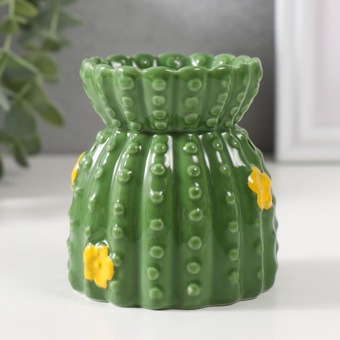 Аромалампа керамика Кактус с цветочками 8х8х8,5 см