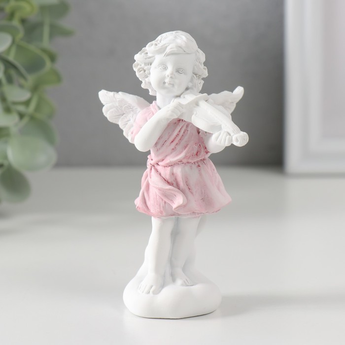 Сувенир полистоун Белоснежный ангел в цветной тоге со скрипкой 7,2х3,5х2,8 см