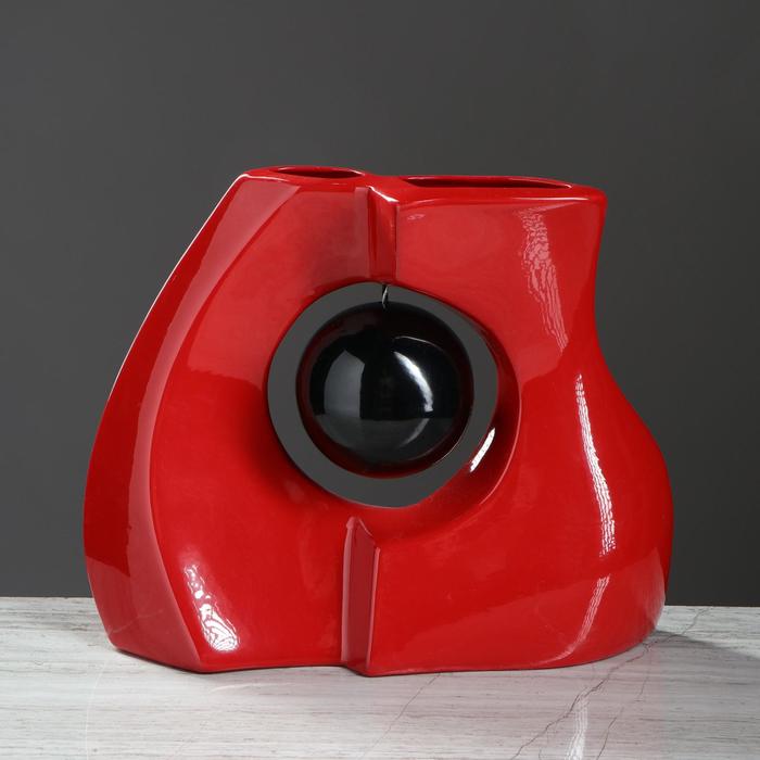 Ваза "Принцип" абстракция, красная, глянец