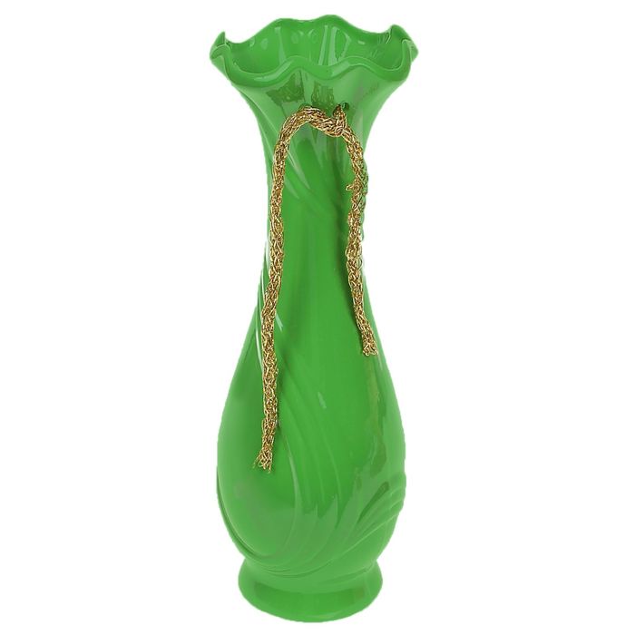 Ваза "Вьюнок" средняя, зелёная, глянец