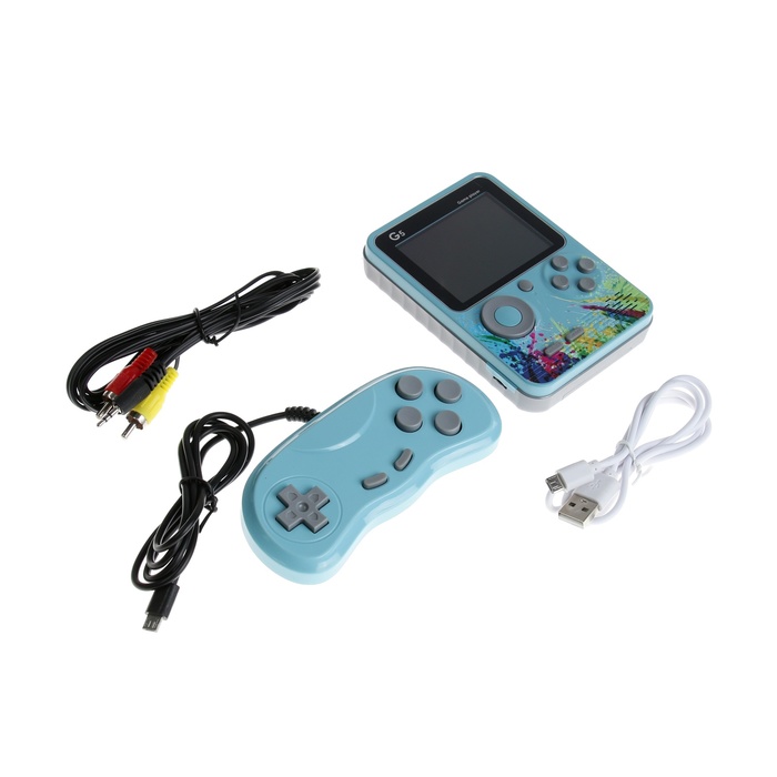 фото Игровая приставка g5, с геймпадом, av кабель, 8 бит, 800 игр, синяя