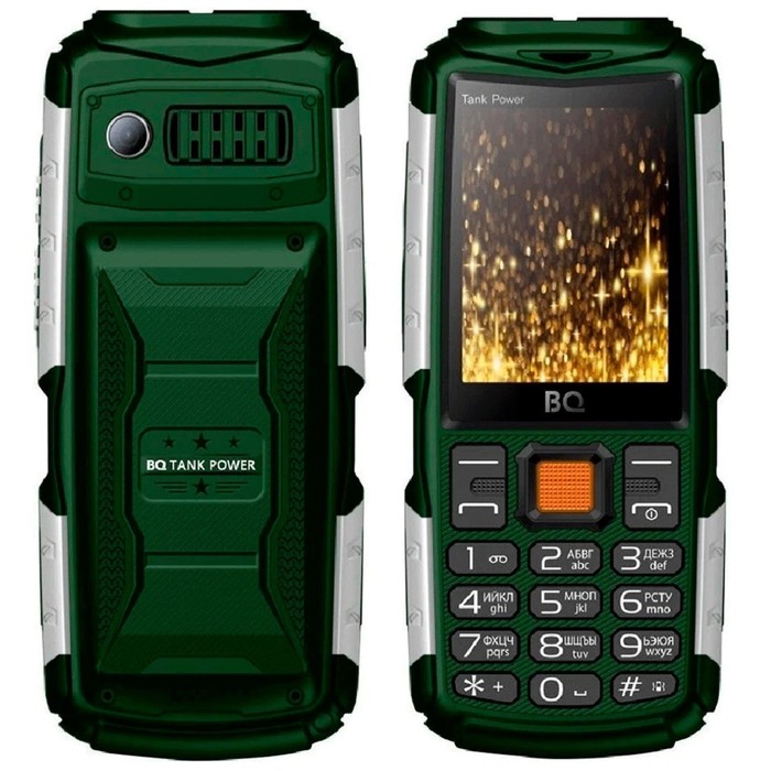 Сотовый телефон BQ M-2430 Tank Power, 2.4, 2 sim, 4000мАч, серебристо/зеленый телефон bq 2430 tank power 2 sim зеленый