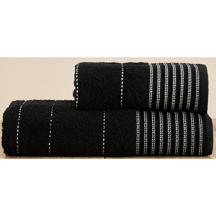 Комплект махровых полотенец Floox «Ясмина», размер 50х80 см, 70х130 см, цвет чёрный