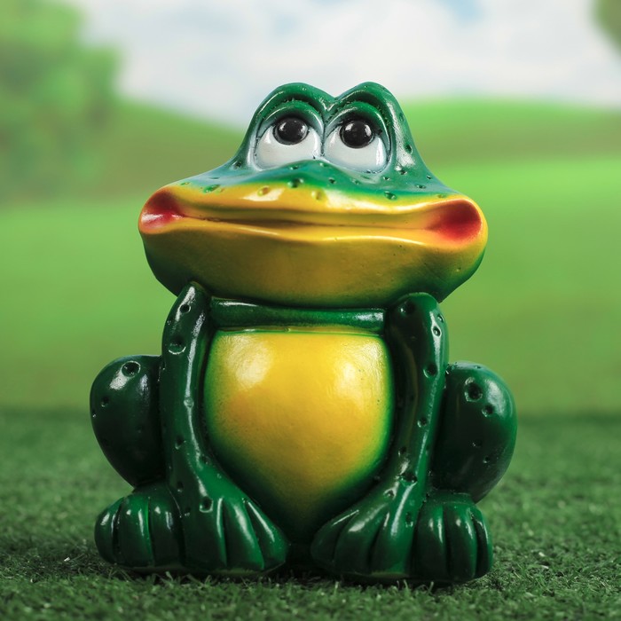 Садовая фигура "Сидящая лягушка" малая, зелёно-жёлтая