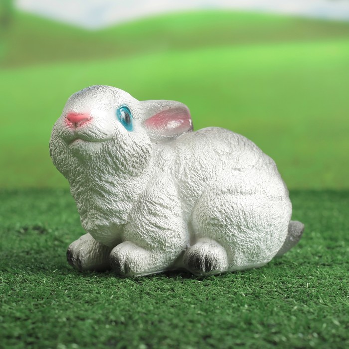 Садовая фигура "Сидящий зайчик" малая, бело-серая