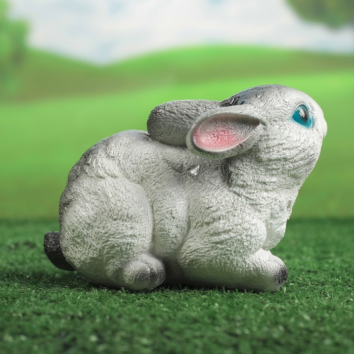 Садовая фигура "Сидящий зайчик" малая, бело-серая