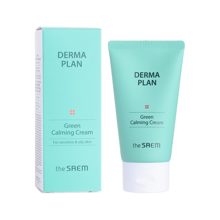 фото Крем для лица успокаивающий derma plan green calming cream, 70 мл the saem