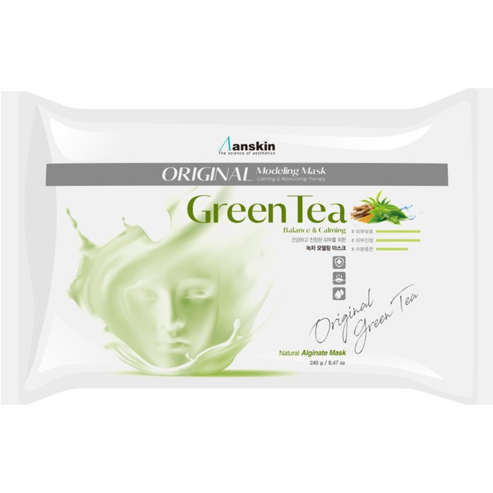 Маска альгинатная Anskin Green Tea Modeling Mask, успокаивающая, 240 г цена и фото