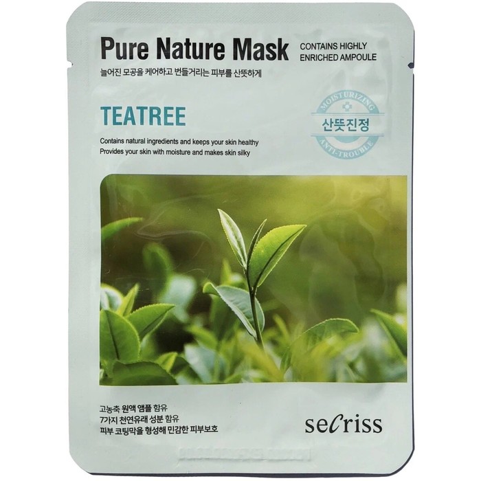 Маска для лица тканевая Anskin Secriss Pure Nature Teatree, 25 мл маска для лица тканевая anskin secriss pure nature tea tree 1 шт