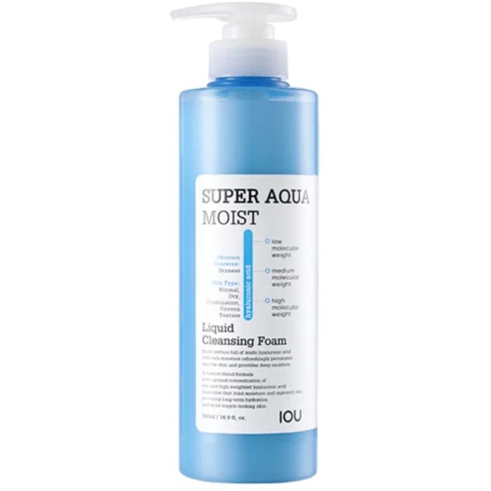 Пенка для лица увлажняющая с дозатором IOU Super Aqua Moist Liquid Cleansing Foam цена и фото