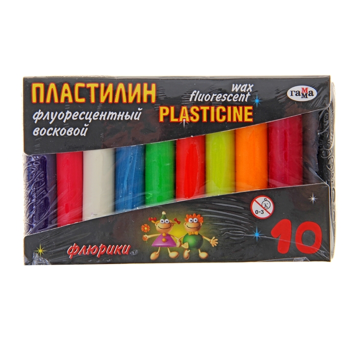 Пластилин флуоресцентный 10цв 92гр "Флюрики" в п/э