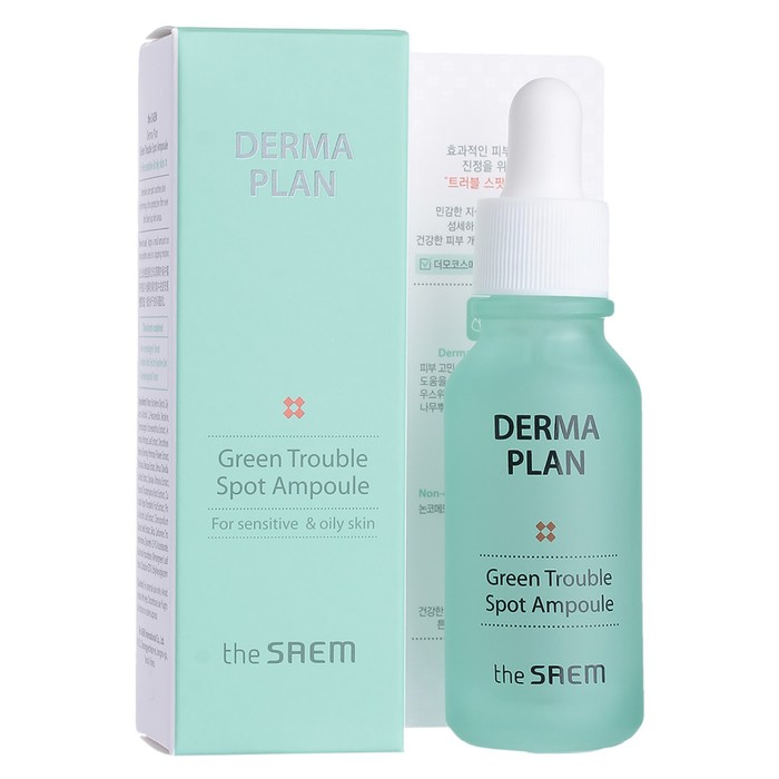 фото Сыворотка для лица точечная для проблемной кожи derma plan green trouble spot ampoule, 20 мл 10087 the saem