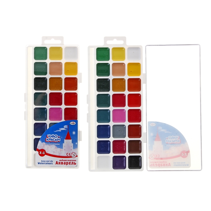 Акварель «Гамма ЧУДО-КРАСКИ», 24 цвета, в пластиковой коробке, без кисти