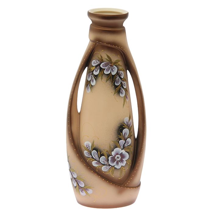 Ваза напольная "Венеция" цветы, акрил, бежевая