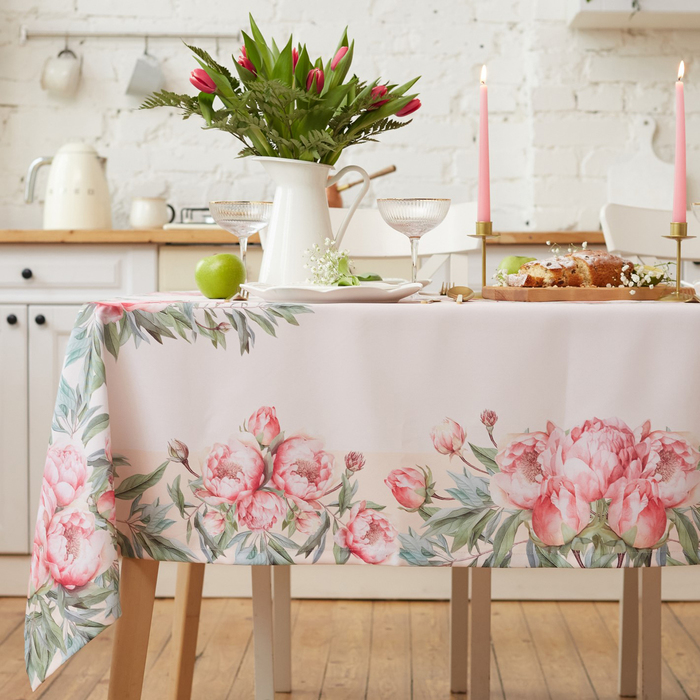 

Скатерть Доляна Рeonies flowers 145*180 +/- 3 см, 100% п/э