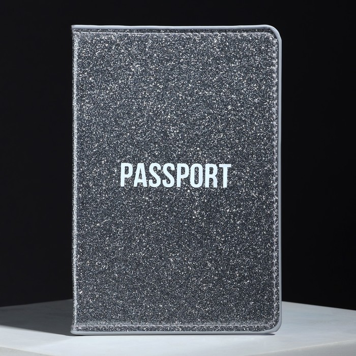 

Обложка для паспорта «Passport», ПВХ блестящая, цвет серый