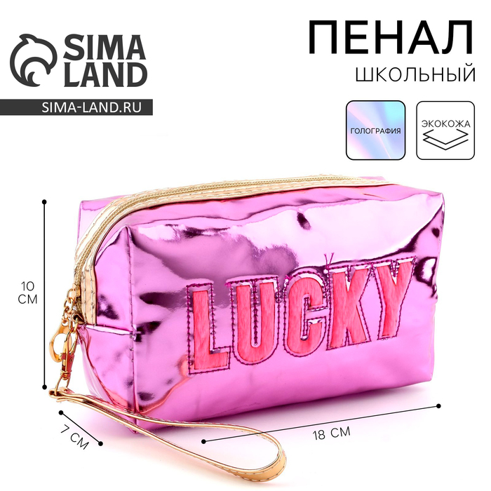 

Пенал школьный «1 сентября: Lucky», иск. кожа, 18 х 10 х 7 см, фиолетовый цвет