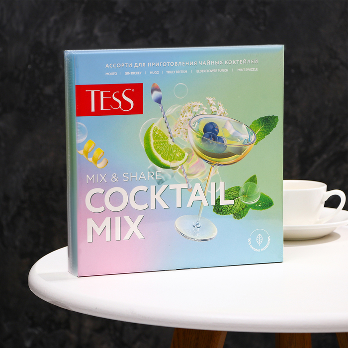 Чай Tess Coctail Mix подарочный набор 4 вкуса ассорти, 30 г
