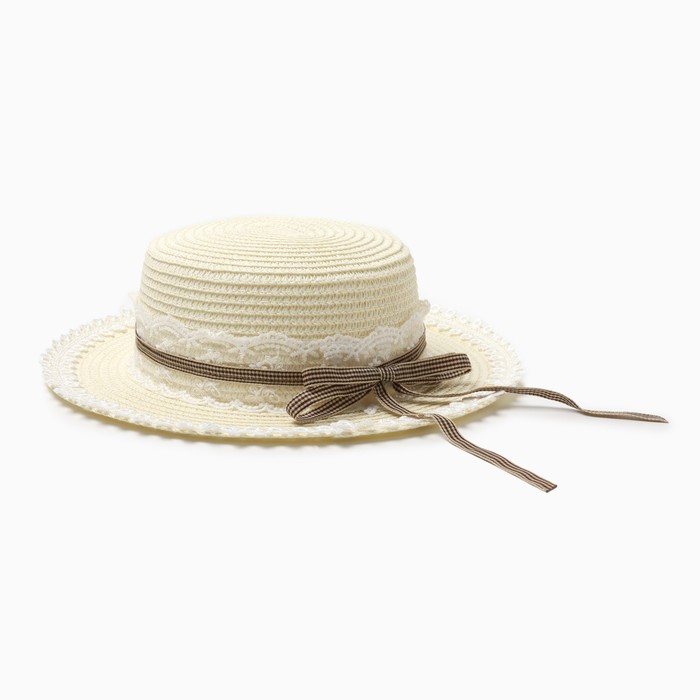 Шляпа для девочки Леди MINAKU, р-р 52, цв.молочный