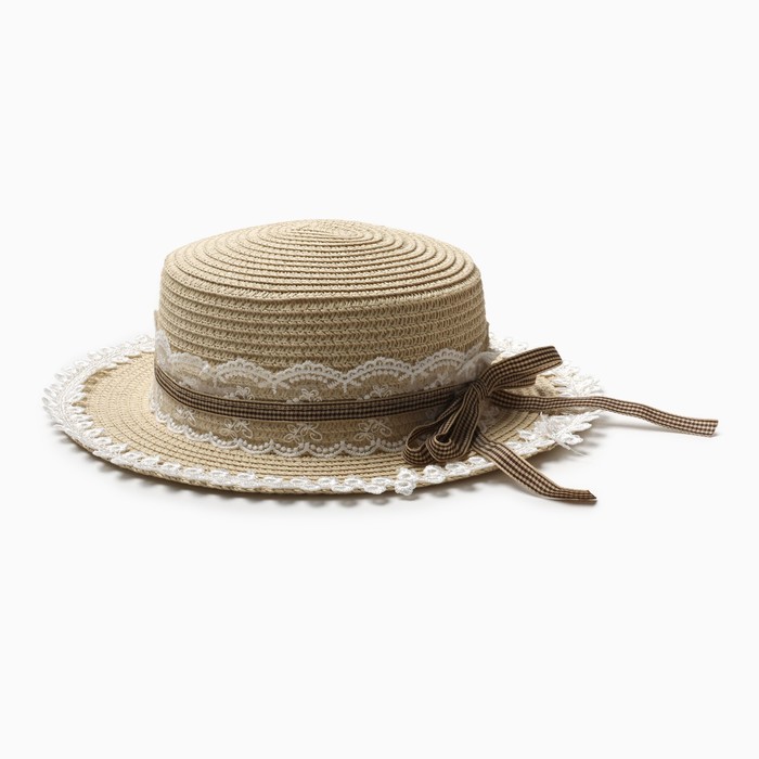 Шляпа для девочки Леди MINAKU, р-р 52, цв.бежевый
