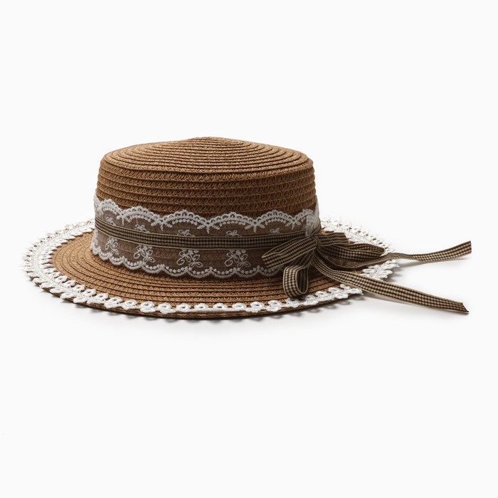 Шляпа для девочки Леди MINAKU, р-р 52, цв.светло-коричневый шляпа для девочки minaku р р 50 цвет светло коричневый