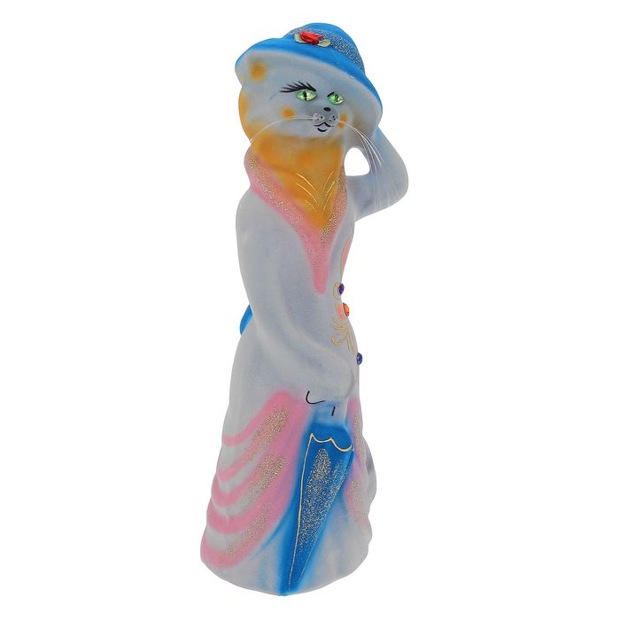 Копилка "Барышня в шляпе" большая, флок, серая