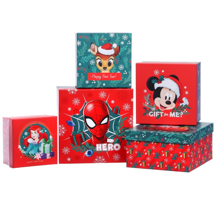 

Набор коробок 5 в 1 "С Новым Годом!", Disney зелено-красная