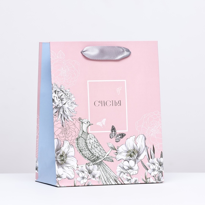 пакет подарочный праздник 25 5x36 см цвет нежно розовый Пакет подарочный Счастья нежно-розовый, 18 х 22,3 х 10 см