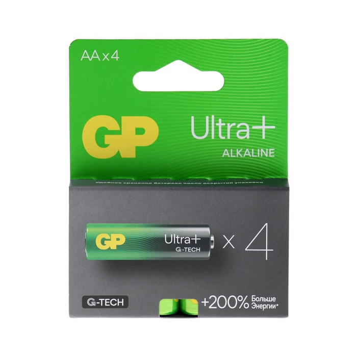 Батарейка алкалиновая GP Ultra Plus Alkaline, AA, LR6-4BL, 1.5В, блистер, 4 шт батарейка алкалиновая duracell ultra power aa lr6 4bl 1 5в 4 шт