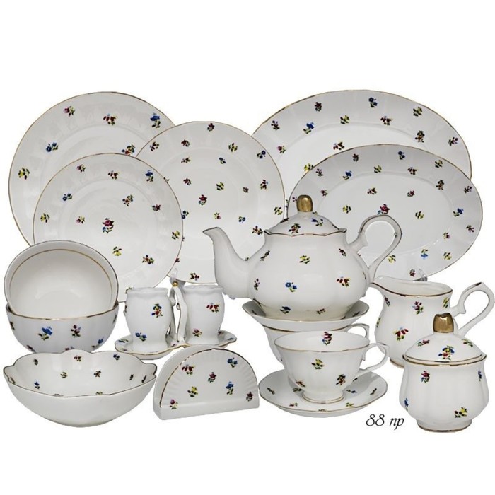 Чайно-столовый сервиз Lenardi «Полевые цветы», 88 предметов чайно столовый сервиз lenardi элегант 100 предметов