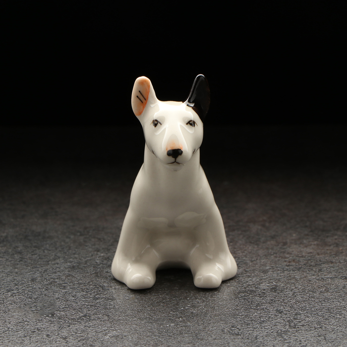 статуэтка фарфоровая кошка тайка 10 см микс Статуэтка фарфоровая Бультерьер, белый, 6 см