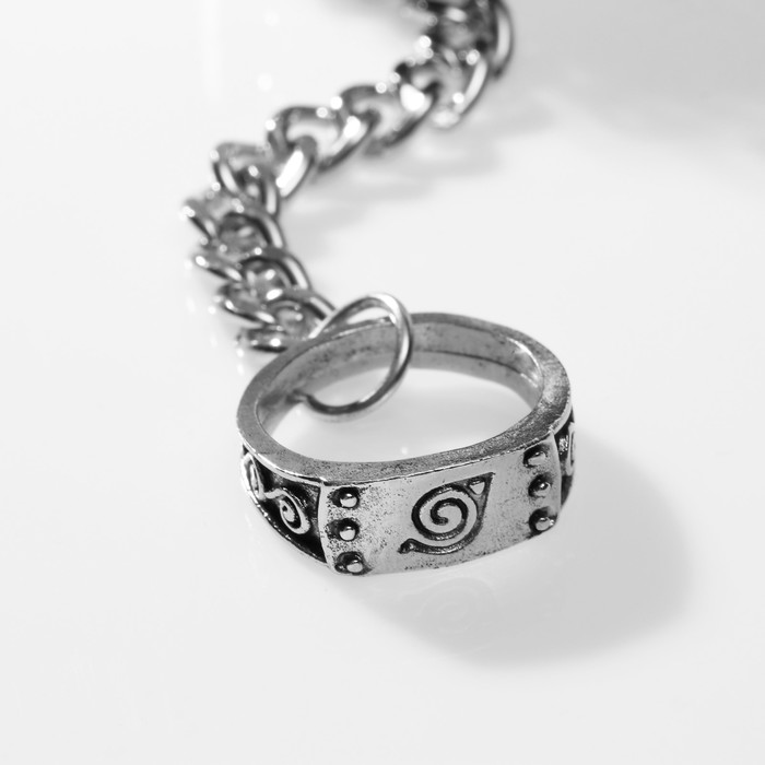 фото Браслет кожа "япония" ниндзя листа, кольцо 18 размер, цвет серебряно-чёрный queen fair