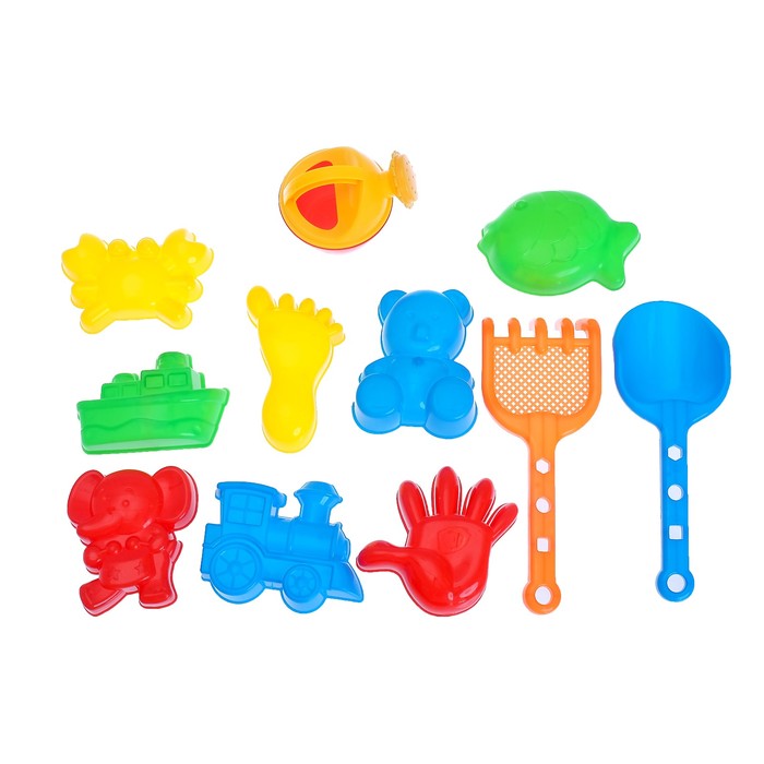 Песочный набор "Летнее настроение" 11 предметов: лейка, формочки 8 шт, совок, грабли