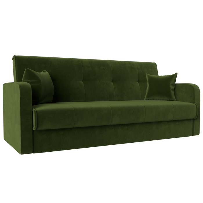 Прямой диван «Надежда», механизм книжка, микровельвет, цвет зелёный