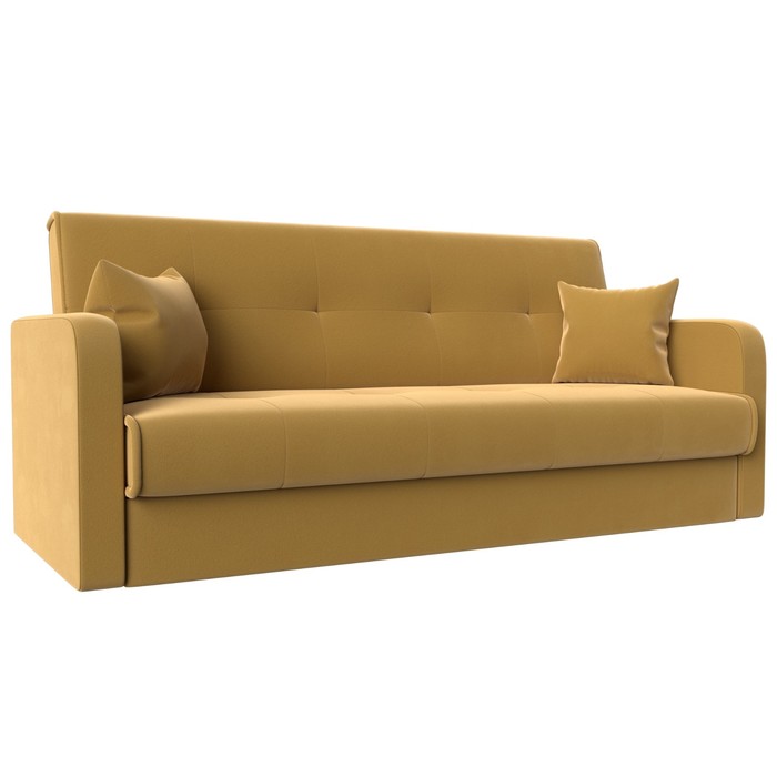 Прямой диван «Надежда», механизм книжка, микровельвет, цвет жёлтый