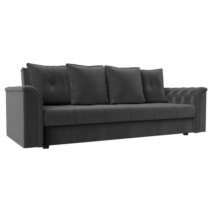 Прямой диван «Сиеста», механизм книжка, велюр, цвет серый