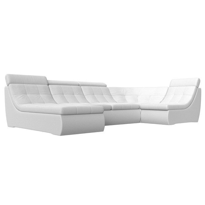 П-образный модульный диван «Холидей Люкс», механизм дельфин, экокожа, цвет белый