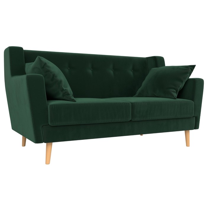 Прямой диван «Брайтон 2», без механизма, велюр, цвет зелёный