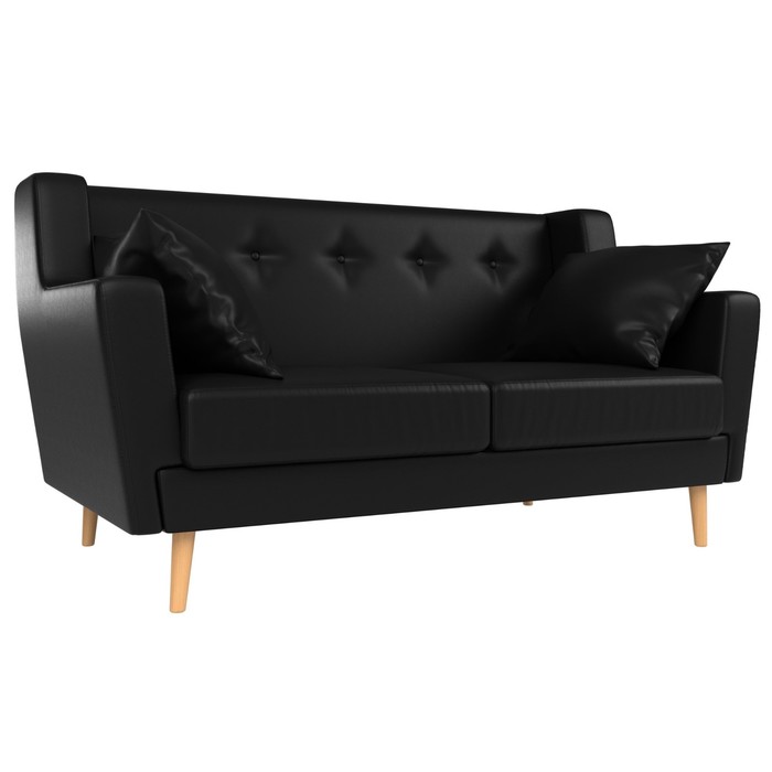 Прямой диван «Брайтон 2», без механизма, экокожа, цвет чёрный прямой диван брайтон 3 без механизма экокожа цвет чёрный