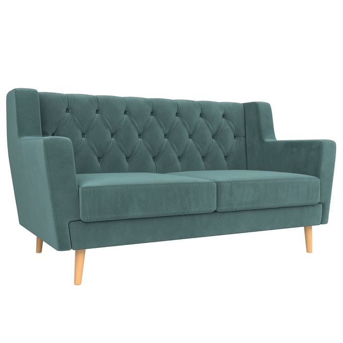 Прямой диван «Брайтон 2 Люкс», без механизма, велюр, цвет бирюзовый