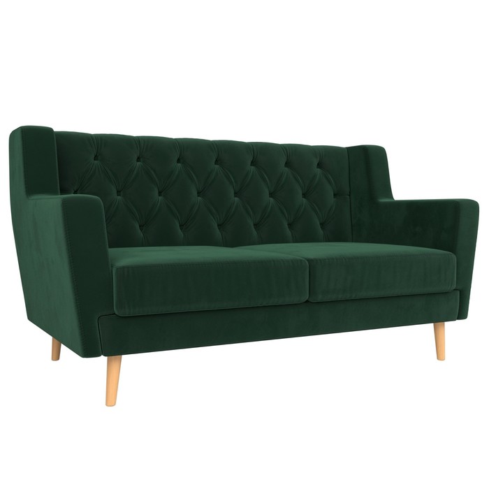 Прямой диван «Брайтон 2 Люкс», без механизма, велюр, цвет зелёный