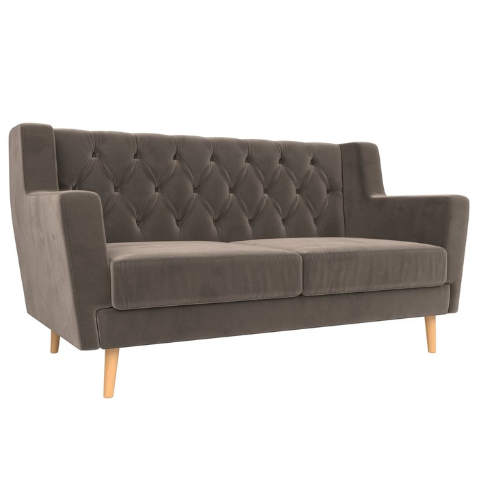 Прямой диван «Брайтон 2 Люкс», без механизма, велюр, цвет коричневый